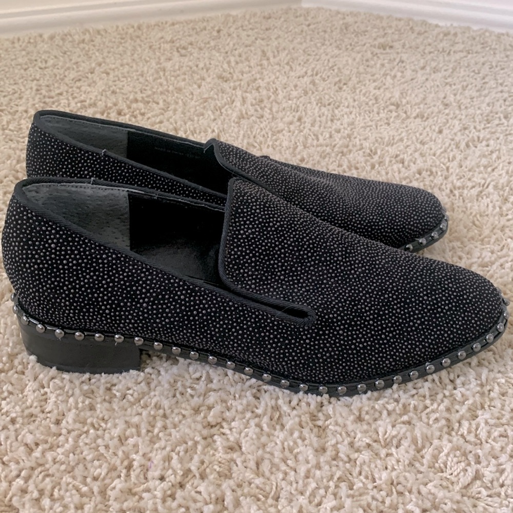 Adrianna Papell Maura Textured Studded Loafers Chocolate Searay Size 7.5